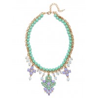 Pastel Fleur Beaded Statement Bib Necklace